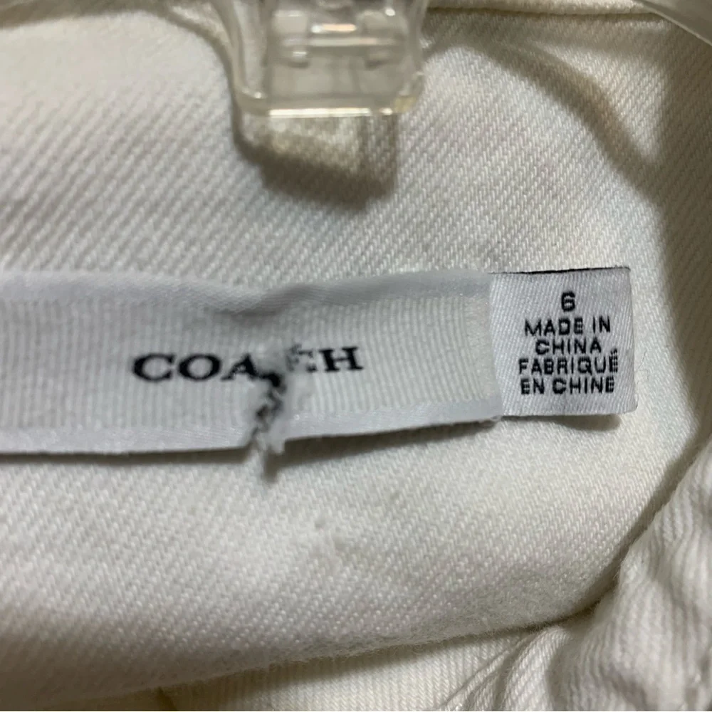 COACH White Denim Shirt Dress With Gold Buttons 100% Cotton Size Small